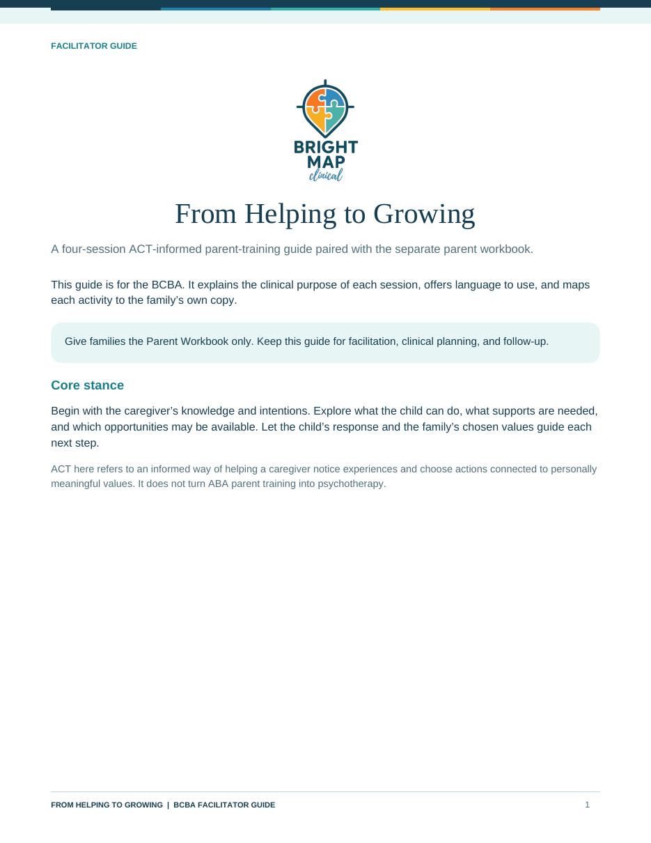 BCBA Facilitator Guide — first page preview