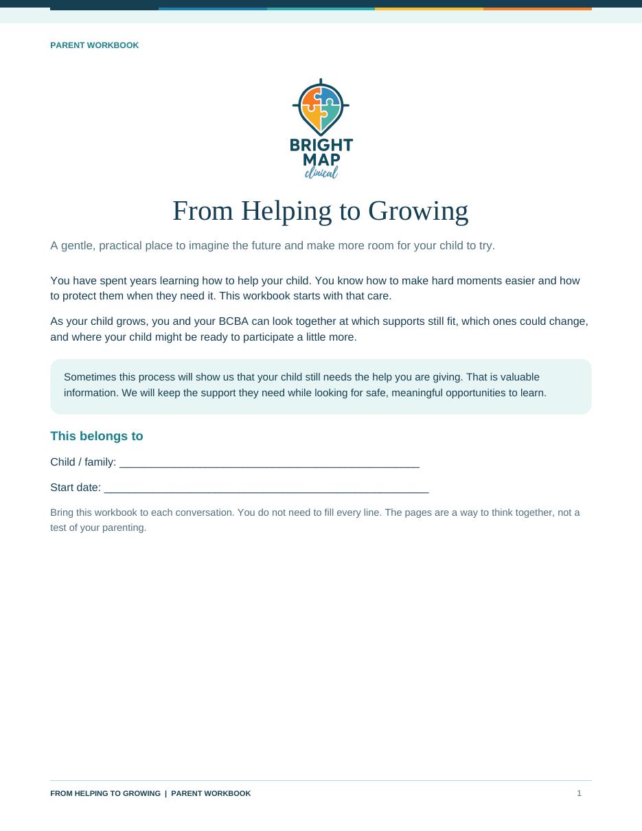 Parent Workbook — first page preview